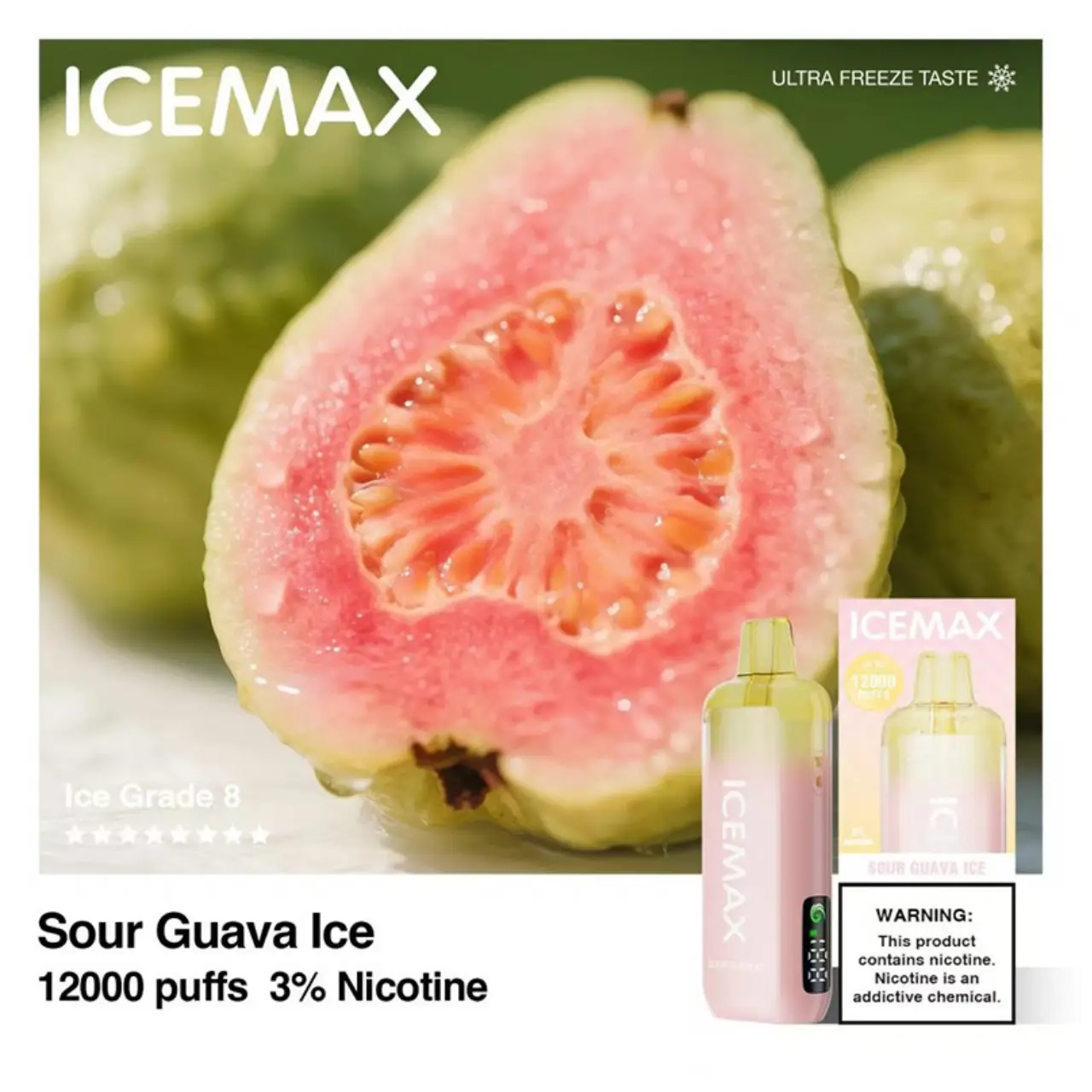 ice 冰爆一次性【12000口】可视化油仓液晶屏 陶瓷芯顺滑大雾量 防漏耐抽